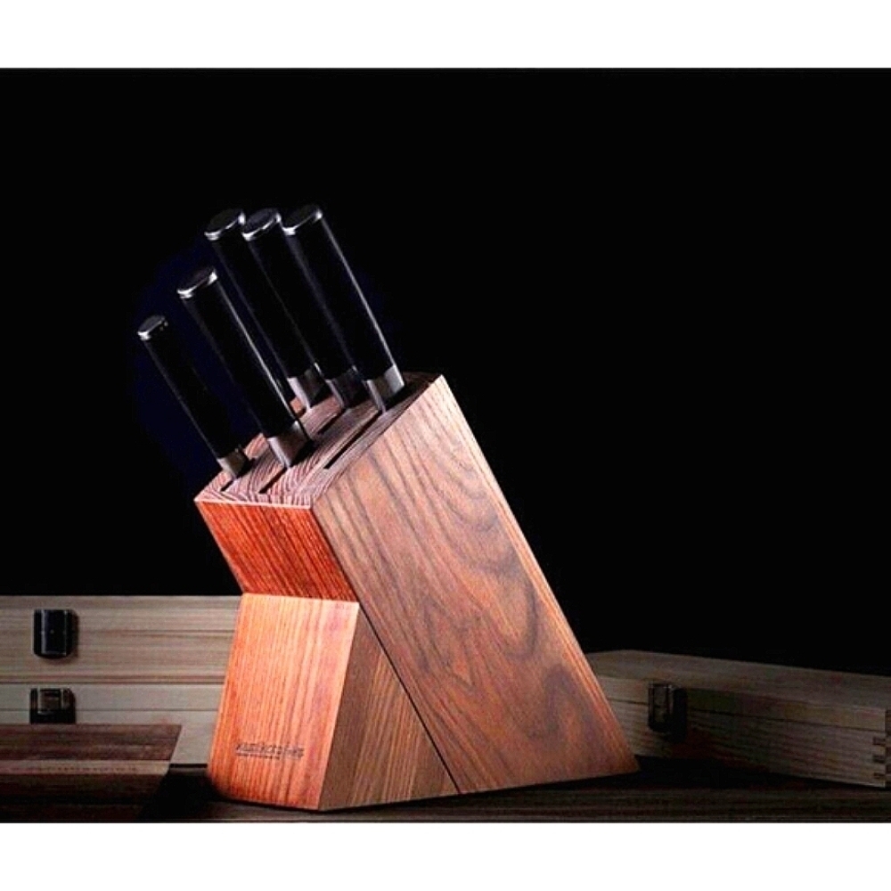 Knife Block Ashwood 5 five Knife Wooden Japanese Knife Holder High Quality - Picture 6 of 6